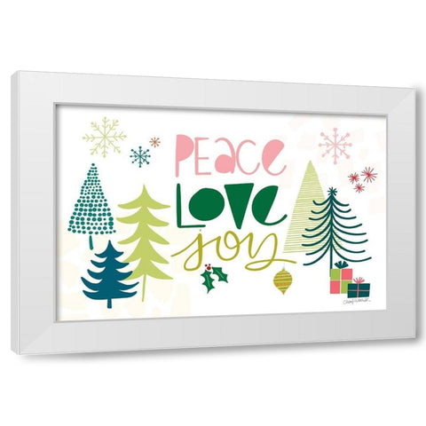 Peace Love Joy I White Modern Wood Framed Art Print by Warrick, Cheryl
