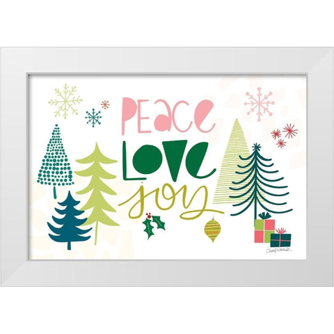 Peace Love Joy I White Modern Wood Framed Art Print by Warrick, Cheryl