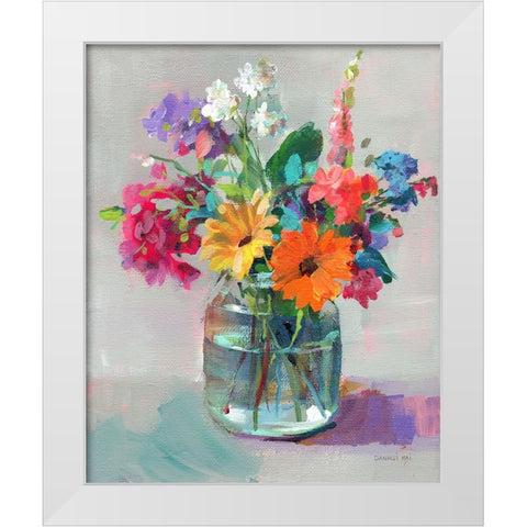 Cottage Garden Bouquet I White Modern Wood Framed Art Print by Nai, Danhui