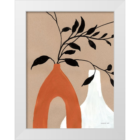 Slender Stems I White Modern Wood Framed Art Print by Nai, Danhui