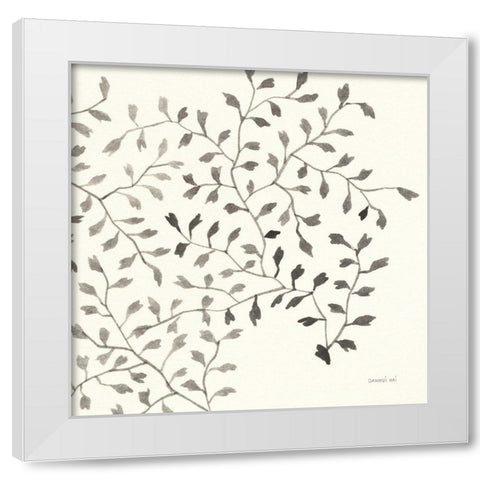 Ink Leaf III White Modern Wood Framed Art Print by Nai, Danhui