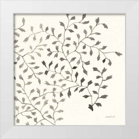 Ink Leaf III White Modern Wood Framed Art Print by Nai, Danhui