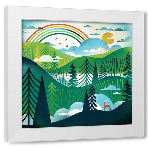 Green Hills White Modern Wood Framed Art Print by Mullan, Michael
