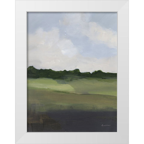 Green Hillside White Modern Wood Framed Art Print by Munger, Pamela