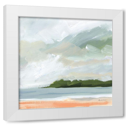 Lake Beach White Modern Wood Framed Art Print by Munger, Pamela