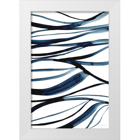 Threads of Blue II White Modern Wood Framed Art Print by Charro, Mercedes Lopez
