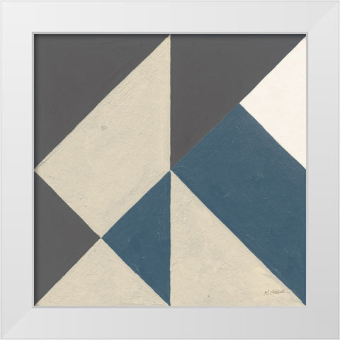 Triangles I Teal Crop White Modern Wood Framed Art Print by Schick, Mike