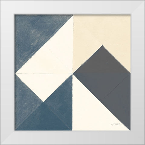 Triangles IV Teal Crop White Modern Wood Framed Art Print by Schick, Mike