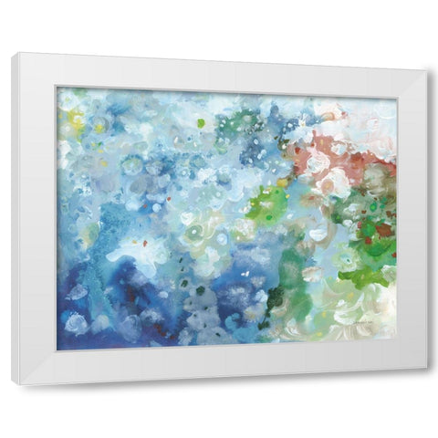 Tidepool Sparkle Pink Blue White Modern Wood Framed Art Print by Nai, Danhui