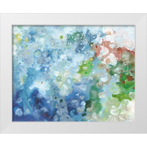 Tidepool Sparkle Pink Blue White Modern Wood Framed Art Print by Nai, Danhui