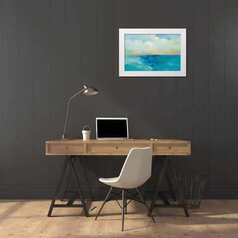 Aquarelle Sea White Modern Wood Framed Art Print by Vassileva, Silvia