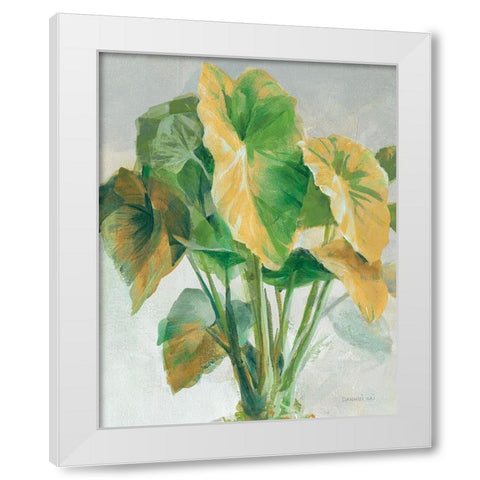 Greenhouse Palm I Teal and Gold Crop White Modern Wood Framed Art Print by Nai, Danhui