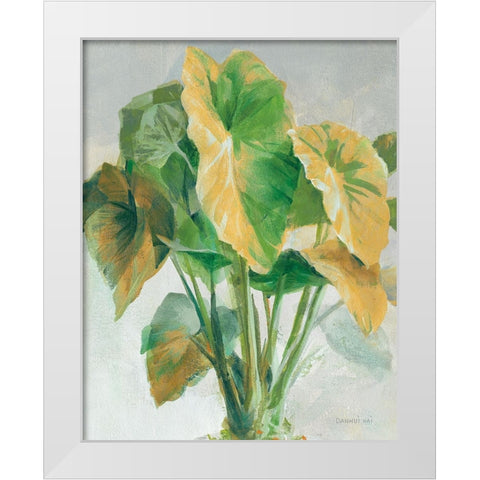 Greenhouse Palm I Teal and Gold Crop White Modern Wood Framed Art Print by Nai, Danhui