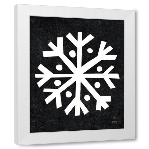Christmas Whimsy Snowflake White Modern Wood Framed Art Print by Mullan, Michael