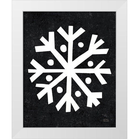 Christmas Whimsy Snowflake White Modern Wood Framed Art Print by Mullan, Michael