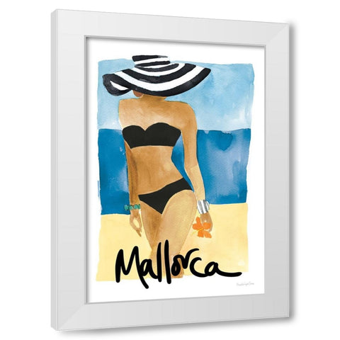 Mallorca Girl White Modern Wood Framed Art Print by Charro, Mercedes Lopez