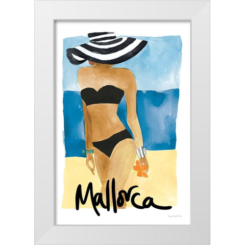Mallorca Girl White Modern Wood Framed Art Print by Charro, Mercedes Lopez