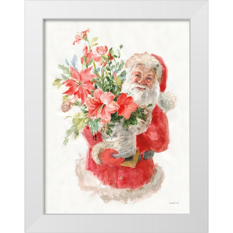 Floral Santa White Modern Wood Framed Art Print by Nai, Danhui