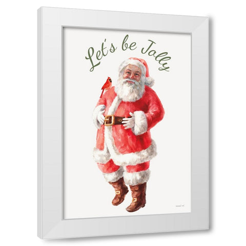 Jolly Santa White Modern Wood Framed Art Print by Nai, Danhui