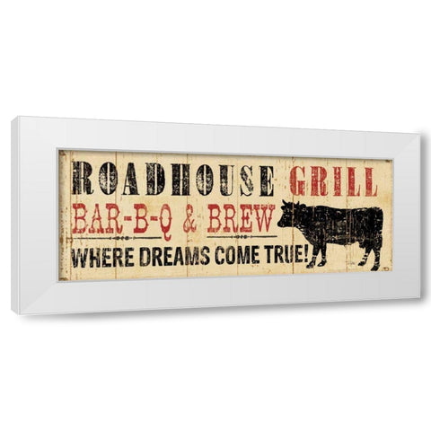 Roadhouse Grill White Modern Wood Framed Art Print by Pela Studio