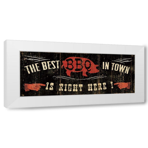 The Best BBQ in Town White Modern Wood Framed Art Print by Pela Studio