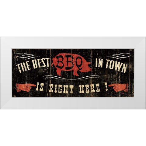 The Best BBQ in Town White Modern Wood Framed Art Print by Pela Studio