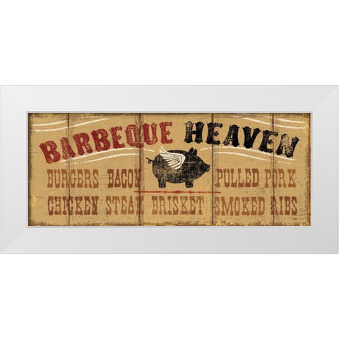 Barbeque Heaven White Modern Wood Framed Art Print by Pela Studio