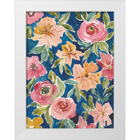 Flower Patch V White Modern Wood Framed Art Print by Warrick, Cheryl