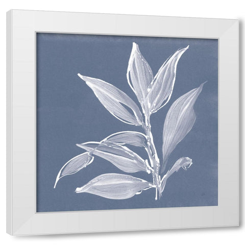 Leaf Study I Blue White Modern Wood Framed Art Print by Paschke, Chris