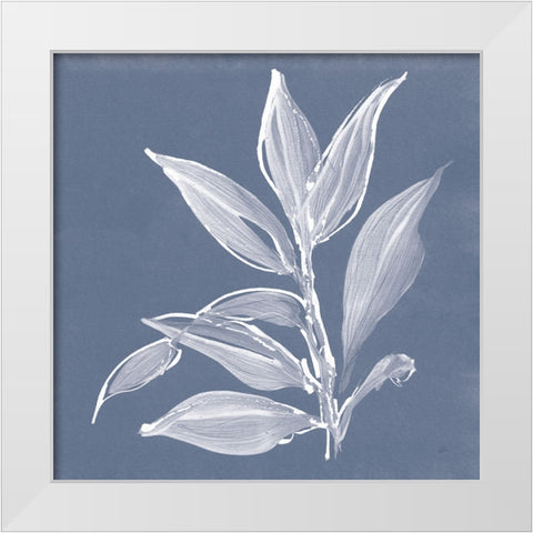 Leaf Study I Blue White Modern Wood Framed Art Print by Paschke, Chris