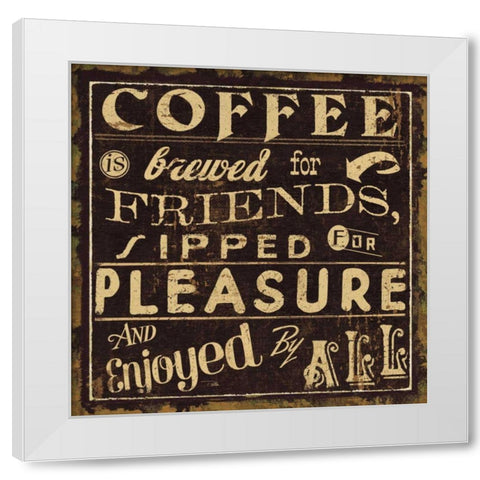 Coffee Quote II White Modern Wood Framed Art Print by Pela Studio