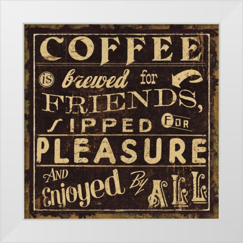 Coffee Quote II White Modern Wood Framed Art Print by Pela Studio
