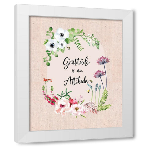 Gratitude Flowers II Linen White Modern Wood Framed Art Print by Charro, Mercedes Lopez