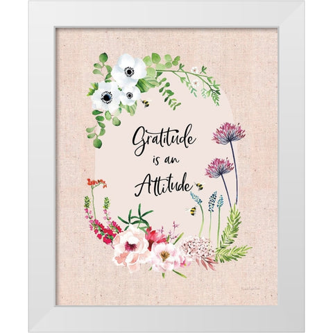 Gratitude Flowers II Linen White Modern Wood Framed Art Print by Charro, Mercedes Lopez