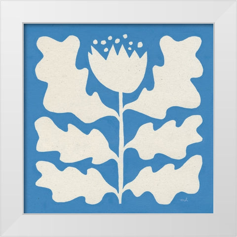 Delighted I Blue White Modern Wood Framed Art Print by Hershey, Moira