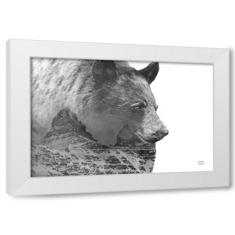 Mountain Bear White Modern Wood Framed Art Print by Larson, Nathan