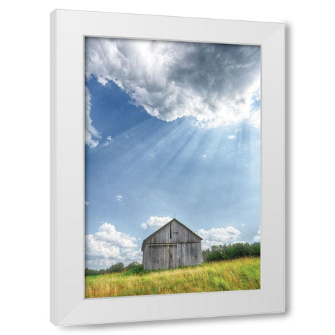 Barn Rays White Modern Wood Framed Art Print by Larson, Nathan