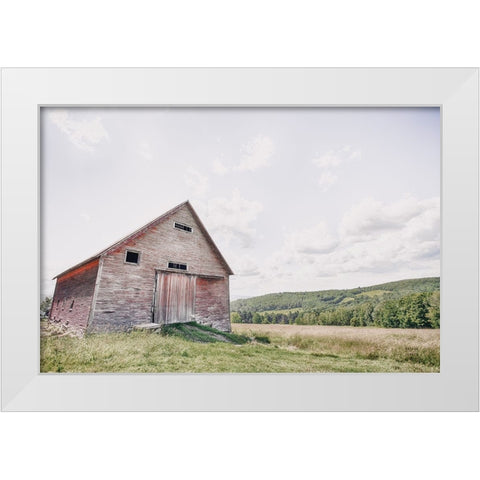 Barn With a View White Modern Wood Framed Art Print by Larson, Nathan