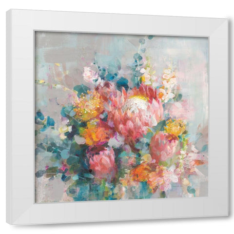 Protea Bouquet White Modern Wood Framed Art Print by Nai, Danhui