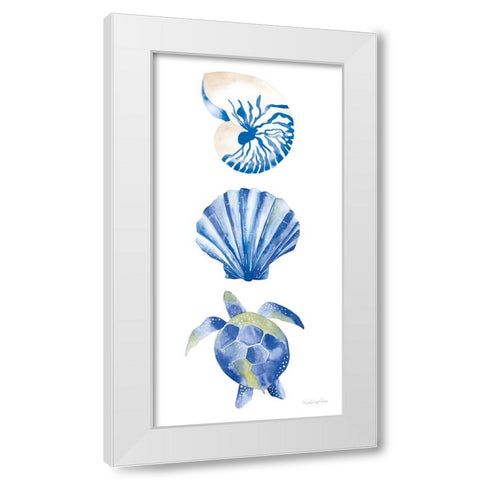 Salty Waves Shells White Modern Wood Framed Art Print by Charro, Mercedes Lopez