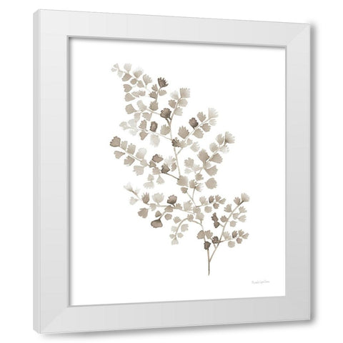 Maidenhair Fern Khaki White Modern Wood Framed Art Print by Charro, Mercedes Lopez