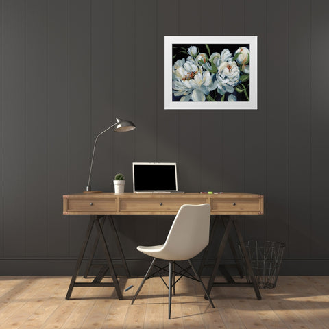 Peony Season I White Modern Wood Framed Art Print by Pete, Katrina