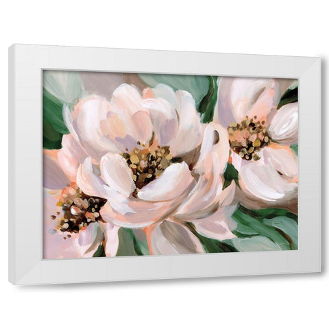 Blush Peonies White Modern Wood Framed Art Print by Pete, Katrina