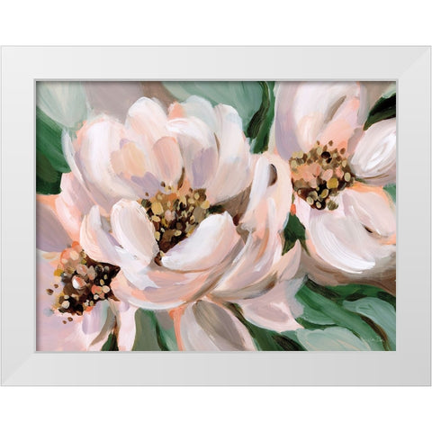 Blush Peonies White Modern Wood Framed Art Print by Pete, Katrina
