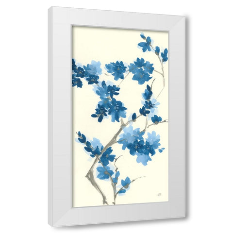 Blue Branch III v2 Crop White Modern Wood Framed Art Print by Paschke, Chris