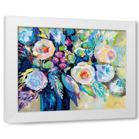 Garden Blues White Modern Wood Framed Art Print by Vertentes, Jeanette