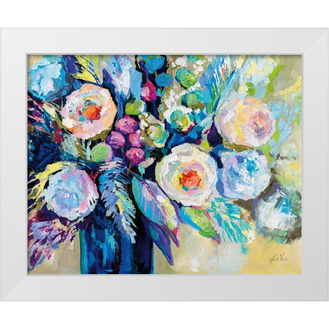 Garden Blues White Modern Wood Framed Art Print by Vertentes, Jeanette