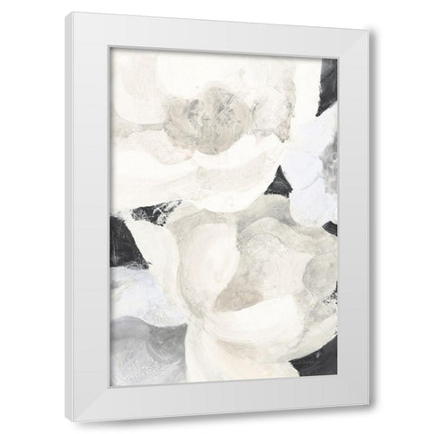 White Flowers on Black White Modern Wood Framed Art Print by Hristova, Albena