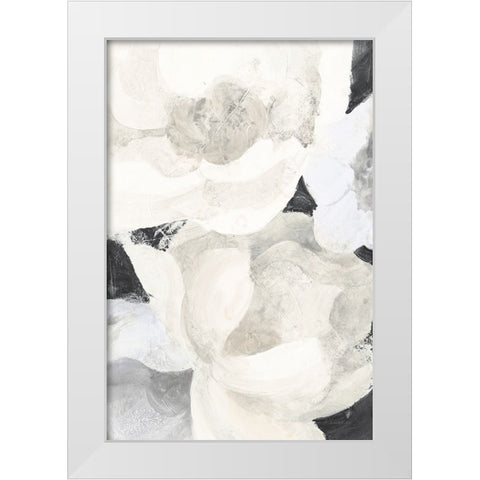 White Flowers on Black White Modern Wood Framed Art Print by Hristova, Albena