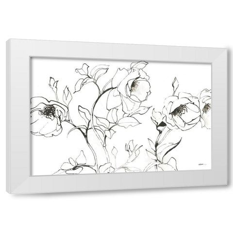 Sketch of Roses White Modern Wood Framed Art Print by Novak, Shirley